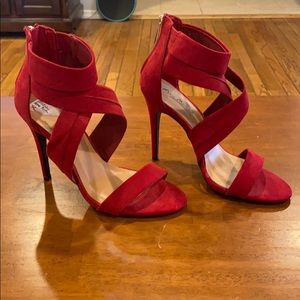 Red Open Toe Pumps